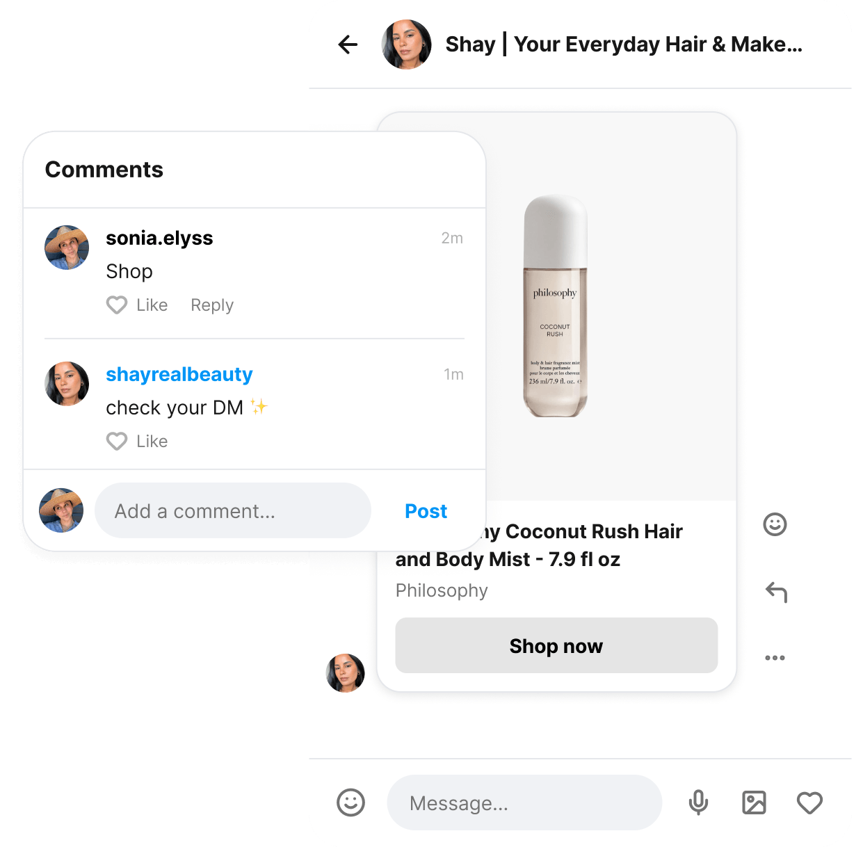Automated DM replies linking followers to products